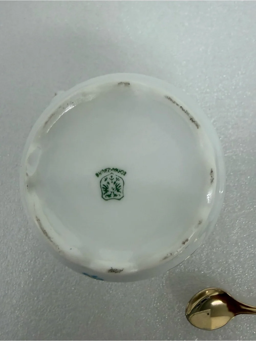 Vtg Schwarzburg Porcelain lidded Sugar Bowl Blue forget-me-knots Gold Trim